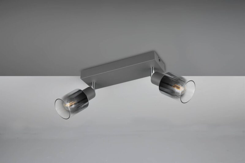 Πολύφωτο Οροφής με Περιστρεφόμενα Ανθρακί Γυάλινα Σποτ CADIZ 2xE14 Reality – R81782042