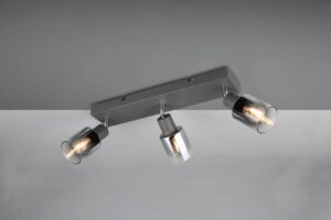 Πολύφωτο Οροφής με Περιστρεφόμενα Ανθρακί Γυάλινα Σποτ CADIZ 3xE14 Reality – R81783042