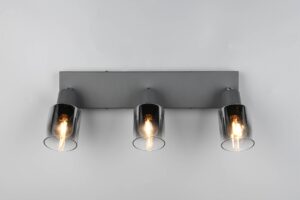 Πολύφωτο Οροφής με Περιστρεφόμενα Ανθρακί Γυάλινα Σποτ CADIZ 3xE14 Reality – R81783042