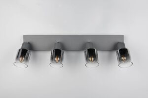 Πολύφωτο Οροφής με Περιστρεφόμενα Ανθρακί Γυάλινα Σποτ CADIZ 4xE14 Reality – R81784042