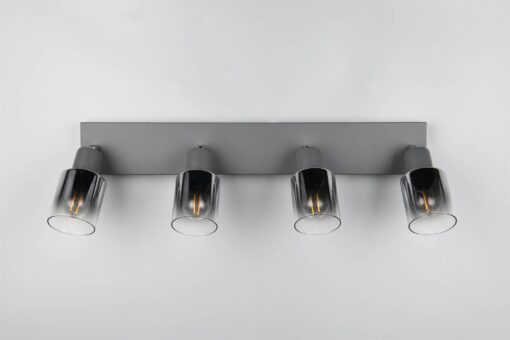 Πολύφωτο Οροφής με Περιστρεφόμενα Ανθρακί Γυάλινα Σποτ CADIZ 4xE14 Reality – R81784042