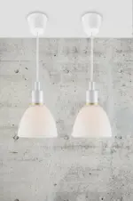 Nordlux Ray Kit με 2 Κρεμαστά Φωτιστικά Λευκό 1x E14  Γυάλινο/Μεταλλικό –  63233001