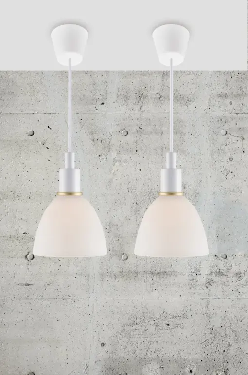 Nordlux Ray Kit με 2 Κρεμαστά Φωτιστικά Λευκό 1x E14  Γυάλινο/Μεταλλικό –  63233001