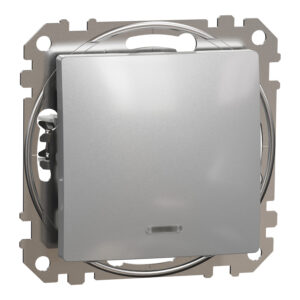 Schneider Sedna Design & Elements, μπουτόν 10A μπλε λυχνία LED, αλουμίνιο – SDD113111L