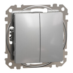 Schneider Sedna Design & Elements, διπλό μπουτόν 10A, Αλουμίνιο – SDD113118
