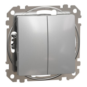 Schneider Sedna Design & Elements, διπλό μπουτόν 10A, Αλουμίνιο – SDD113118