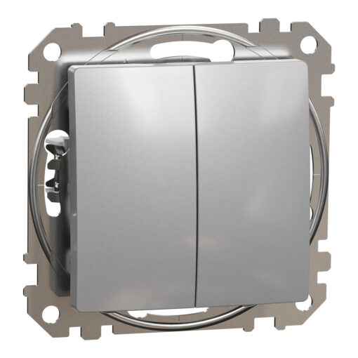 Schneider Sedna Design & Elements, διπλό μπουτόν 10A, Αλουμίνιο – SDD113118