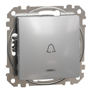 Schneider Sedna Design & Elements, Μπουτόν 10A Μπλε λυχνία LED σύμβολο κουδουνιού, αλουμίνιο – SDD113131L