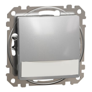 Schneider Sedna Design μπουτόν 12V με λυχνία προσανατολισμού και ετικέτα Αλουμίνιο – SDD113143L