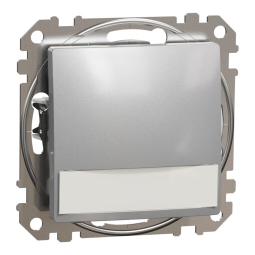 Schneider Sedna Design μπουτόν 12V με λυχνία προσανατολισμού και ετικέτα Αλουμίνιο – SDD113143L