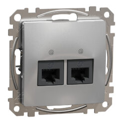 Schneider Sedna Design 2xRJ45 πρίζα CAT6A UTP Αλουμίνιο – SDD113467