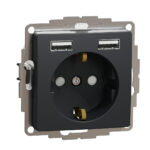 Schneider Sedna Design πρίζα σούκο ασφαλείας (2Π+Γ) με 2xUSB A 2,4A Ανθρακί – SDD114052