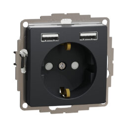 Schneider Sedna Design πρίζα σούκο ασφαλείας (2Π+Γ) με 2xUSB A 2,4A Ανθρακί – SDD114052