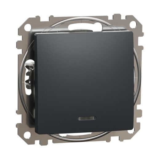 Schneider Sedna Design & Elements, μπουτόν 10A με λυχνία προσανατολισμού LED, ανθρακί – SDD114111L