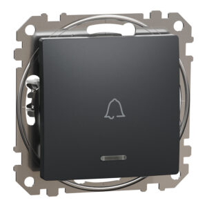 Schneider Sedna Design & Elements, μπουτόν 10A με λυχνία προσανατολισμού LED με σύμβολο κουδουνιού, ανθρακί – SDD114131L