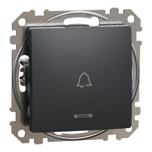 Schneider Sedna Design & Elements, μπουτόν 10A με λυχνία προσανατολισμού LED με σύμβολο κουδουνιού, ανθρακί – SDD114131L