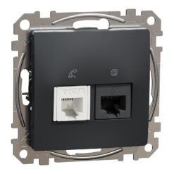 Schneider Sedna Design & Elements RJ45-RJ11 πρίζα CAT5E UTP, Ανθρακί – SDD114458