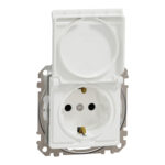 Schneider Sedna Design IP44 πρίζα σούκο ασφαλείας (2Π+Γ) με καπάκι Λευκό – SDD211024