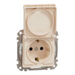 Schneider Sedna Design IP44 πρίζα σούκο ασφαλείας (2Π+Γ) με καπάκι Μπεζ – SDD212024