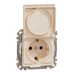 Schneider Sedna Design IP44 πρίζα σούκο ασφαλείας (2Π+Γ) με καπάκι Μπεζ – SDD212024