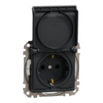 Schneider Sedna Design IP44 πρίζα σούκο ασφαλείας (2Π+Γ) με καπάκι Ανθρακί – SDD214024