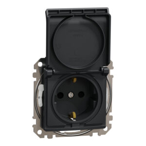 Schneider Sedna Design IP44 πρίζα σούκο ασφαλείας (2Π+Γ) με καπάκι Ανθρακί – SDD214024