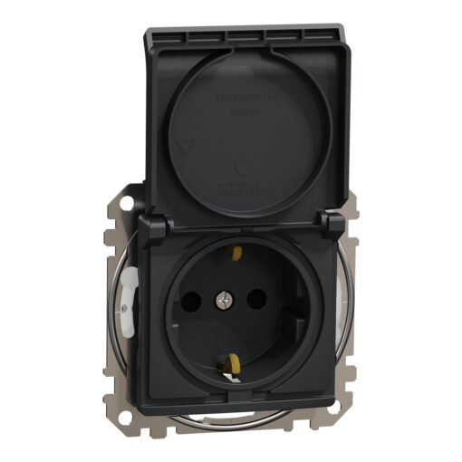 Schneider Sedna Design IP44 πρίζα σούκο ασφαλείας (2Π+Γ) με καπάκι Ανθρακί – SDD214024