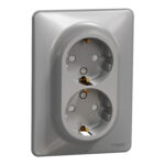 Schneider Sedna Design διπλή πρίζα ασφαλείας (2Π+Γ) Αλουμίνιο – SDD313221