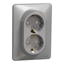 Schneider Sedna Design διπλή πρίζα ασφαλείας (2Π+Γ) Αλουμίνιο – SDD313221