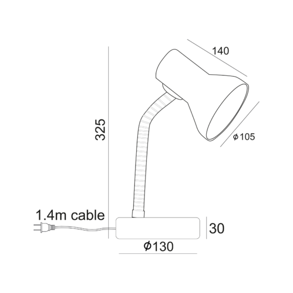Φωτιστικό Γραφείου Γκρι 1xE27 ACA – SF0371G