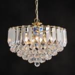 ACA DECOR   – Κρεμαστό Φωτιστικό 3ΧΕ14 Ακρυλικό+Χρυσό Μέταλλο Φ38,ΧΗ98cm – SF175323PG
