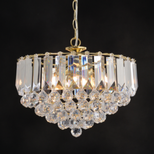 ACA DECOR   – Κρεμαστό Φωτιστικό 3ΧΕ14 Ακρυλικό+Χρυσό Μέταλλο Φ38,ΧΗ98cm – SF175323PG