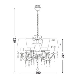 Κρεμαστό Φωτιστικό 5ΧΕ14 Λευκό Ακρυλικό Με Γαλάζια Πουά Υφασμάτινα Καπέλα Φ460 ACA DECOR  – SF35045B