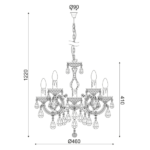 ACA DECOR   – Κρεμαστό Φωτιστικό 5ΧΕ14 Ακρυλικό Κεχριμπάρι + Χρυσό Μέταλλο SF3505PAM