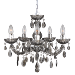 ACA DECOR   – Κρεμαστό Φωτιστικό 5ΧΕ14 Ακρυλικό Φιμέ + Χρώμιο Μέταλλο SF3505PSM