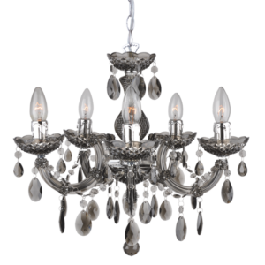 ACA DECOR   – Κρεμαστό Φωτιστικό 5ΧΕ14 Ακρυλικό Φιμέ + Χρώμιο Μέταλλο SF3505PSM