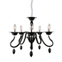ΚΡΕΜΑΣΤΟ ΑΚΡΥΛΙΚΟ ΜΑΥΡΟ 5x40W Ε14 53x H43cm FIRENZE ACA DECOR – SF3631105