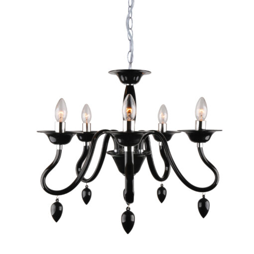 ΚΡΕΜΑΣΤΟ ΑΚΡΥΛΙΚΟ ΜΑΥΡΟ 5x40W Ε14 53x H43cm FIRENZE ACA DECOR  – SF3631105