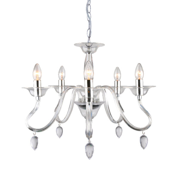 ΚΡΕΜΑΣΤΟ ΑΚΡΥΛΙΚΟ ΔΙΑΦΑΝΟ 5Χ40W Ε14 53x H43cm FIRENZE ACA DECOR  – SF3631165