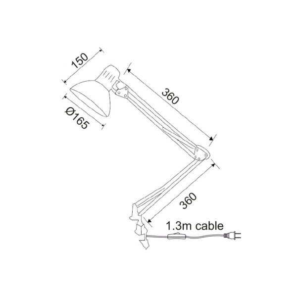 Φωτιστικό Γραφείου 1xE27 με Σφιγκτήρα Μαύρο ACA DECOR – SF606BB