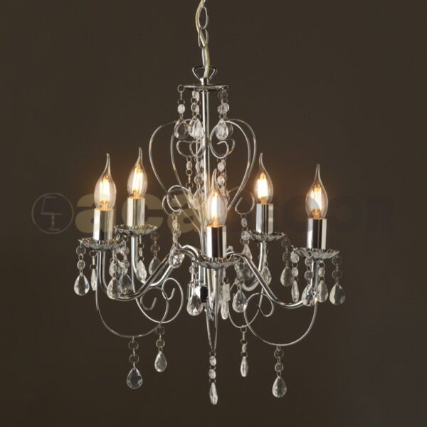 ΚΡΕΜΑΣΤΟ ΦΩΤΙΣΤΙΚΟ 5xΕ14 ΜΕΤΑΛΛΙΚΟ ΧΡΩΜΙΟ-ΑΚΡΥΛΙΚΟ  Φ43xH58cm DUMAS ACA DECOR – SF63185