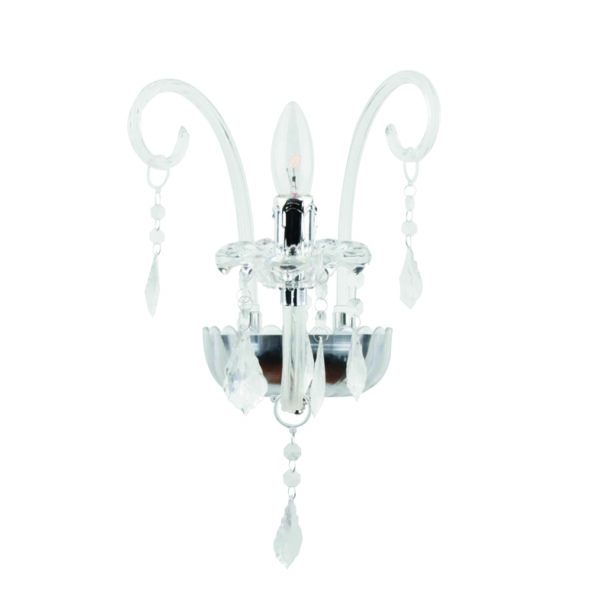 Επιτοίχιο Φωτιστικό 1ΧΕ14 Ακρυλικό Διάφανο Με Κρύσταλλα + Μέταλλο Χρώμιο ACA DECOR   – SF633121W