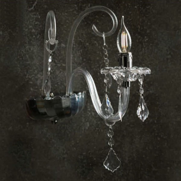 Επιτοίχιο Φωτιστικό 2ΧΕ14 Ακρυλικό Διάφανο Με Κρύσταλλα + Μέταλλο Χρώμιο ACA DECOR   – SF633122W