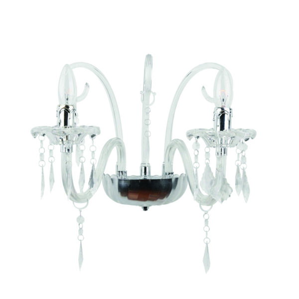 Επιτοίχιο Φωτιστικό 2ΧΕ14 Ακρυλικό Διάφανο Με Κρύσταλλα + Μέταλλο Χρώμιο ACA DECOR   – SF633122W