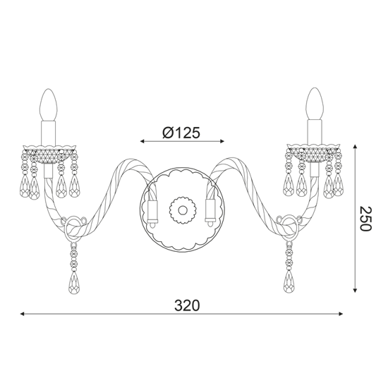 ACA DECOR  – Επίτοιχο Φωτιστικό 2ΧΕ14 Ακρυλικό Μαύρο + Χρώμιο Μέταλλο 32X25cm