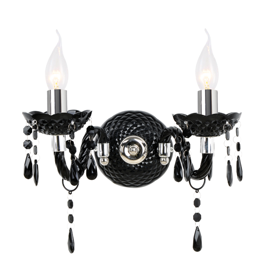 ACA DECOR  – Επίτοιχο Φωτιστικό 2ΧΕ14 Ακρυλικό Μαύρο + Χρώμιο Μέταλλο 32X25cm