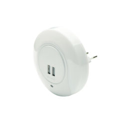 LED Φωτάκι Νυκτός 1W 4000K με 2 USB Θύρες Διακόπτη & Auto Mode Λευκό ACA – SF78LED