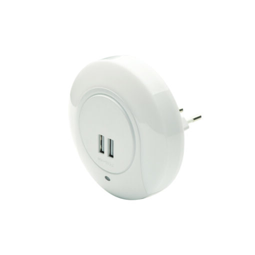LED Φωτάκι Νυκτός 1W 4000K με 2 USB Θύρες Διακόπτη & Auto Mode Λευκό ACA – SF78LED