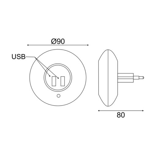 LED Φωτάκι Νυκτός 1W 4000K με 2 USB Θύρες Διακόπτη & Auto Mode Λευκό ACA – SF78LED