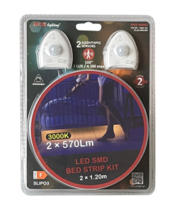 KIT Κρυφού Φωτισμού Κρεβατιού με 2xLED Ταινίες 1.2m 2×5.8W 2x570lm IP65 3000K με 2 Ανιχνευτές κίνησης ACA – SLIPO3